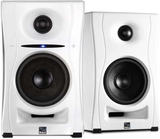 LP-UNFW Monitores de estudio de campo ultra cercano de 4" - Sistema de parlantes activos de estudio para producción musical - Entrada Bluetooth, USB-C, TRS y RCA - Guía de ondas de imágenes 3D, EQ de límites - Blanco, par