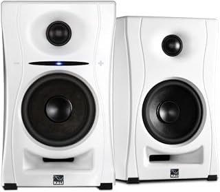 LP-UNFW Monitores de estudio de campo ultra cercano de 4" - Sistema de parlantes activos de estudio para producción musical - Entrada Bluetooth, USB-C, TRS y RCA - Guía de ondas de imágenes 3D, EQ de límites - Blanco, par