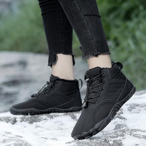 Image of Men's Women's Winter Barefoot Hiking Boots, Slip On Warm Zero Drop Snow Boots, Wide Toe Box Booties, Waterproof Shoes Sneakers Hike Shoes for Hiking Walking Outdoor Unisex
