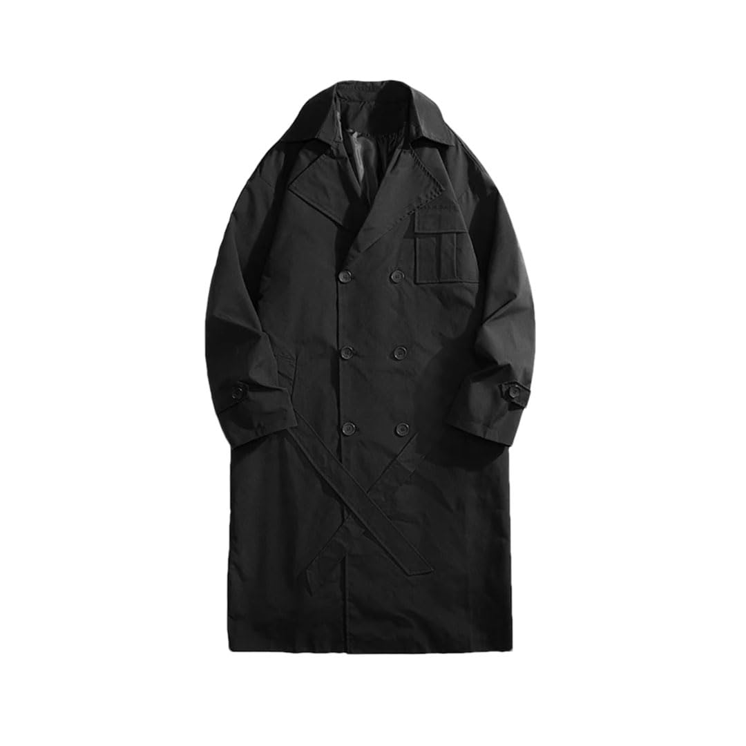 Uomo Lungo Trench Bottoni Solido Manica Lunga Soprabito Con Tasche Cappotto Casual Giacche