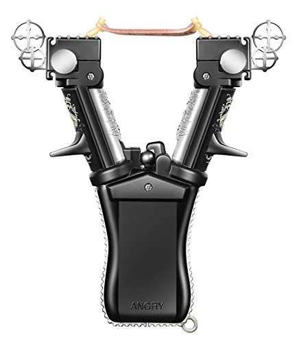 LJF Wrist Rocket Slingshot, Fast Continuous Firing Professional Hunting Slingshots with Magazine Retractable Heavy Duty Launching Rubber Bands, High Velocity Catapult Creative Gift for Men