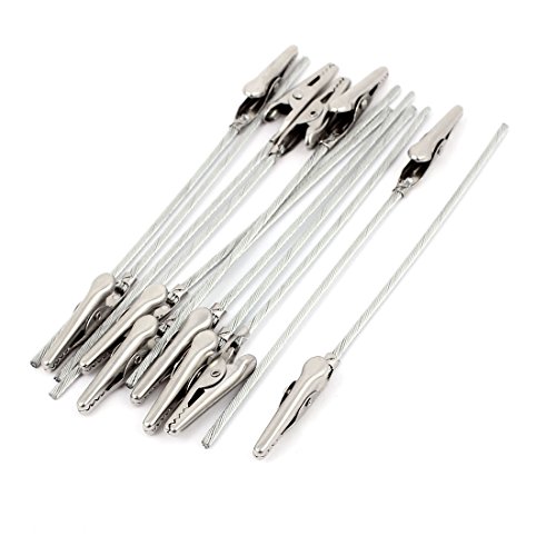 uxcell® Metal Non-insulated Electric Test Crocodile Alligator Clips 125mm Long 12pcs Silver Tone