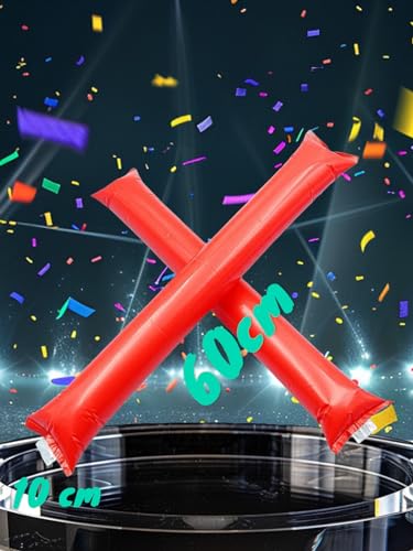 Miniatura 3 de Pandiui23 Pack 30 Pares De Aplaudidores Hinchables Ruidosos De Plástico. Artículos De Fiesta Y Animación. Palos Cotillón Ideales Para Fútbol, Fiestas, Cumpleaños, Comunión 60, Rojo