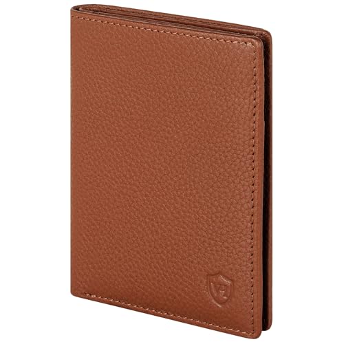 VON HEESEN® Leder Geldbörse Herren & RFID Schutz I Echtleder Geldbeutel für Männer & Damen I Portemonnaie Brieftasche Wallet Portmonee (Cognac-Braun)