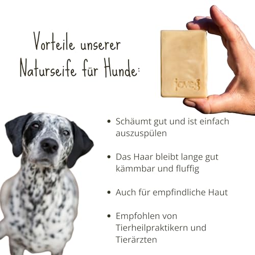 joveg® Hundeshampoo Pflege Seife - Sanfte Reinigung Fellpflege und Hautpflege für Hunde - Wirkt rückfettend und schützt die Haut vor Austrocknung - Made in Germany, Handgemacht, 100g