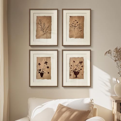 Framed Vintage Botanical Wall Art for Wall Decor, 4 Piece