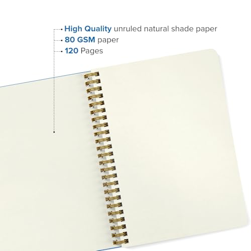 Image of SOLO Velvet Finish Spiral Notebook | A5 Size, 160 Unruled Pages, 80 GSM | Fountain Pen Friendly Premium Journal for Sketching & Writing