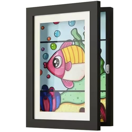 KRUZZEL Cadre à Remplir Dessins d’Enfants A4 33x24 cm – Cadre pour Plusieurs Images avec Fermeture Magnétique – Cadre pour Dessins d’Enfants – Noir 25419