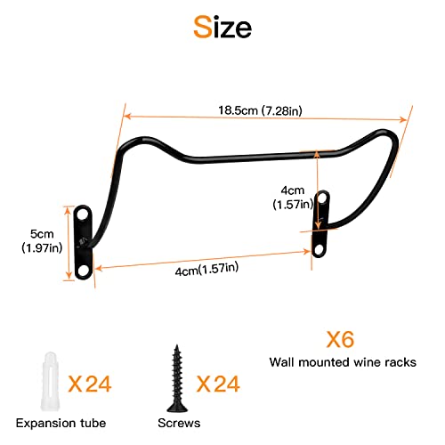 Yimerlen 6 Pcs Spiral Wine Wall Holder, Wall Mounted Wine Rack, Metal Wine Bottle Display Holder For Wine Storage Wall Wine Theme Decor, Black (Level Style) #TOP1