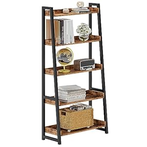 Ironck industrial bookshelf 5 tier 315 in wide bookcase ladder shelf storage shelves rack shelf unit accent furniture metal frame home office furniture for bathroom living room  urban country home decor