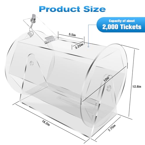 Image of Large Raffle Drum Holds 5000 Tickets, Raffle Spinner Box for Lottery Bingo Games