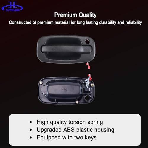 Front Exterior Door Handle with Locks Compatible with 1999-2006 Chevy Silverado 1500 2500 3500 Classic Suburban Tahoe Avalanche GMC Sierra Yukon XL Escalade ESV EXT,Replace 15034985, 15034986 - Thumbnail 3