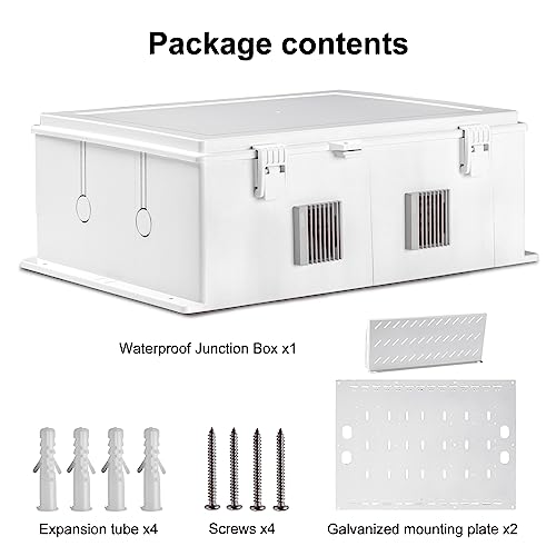 Image of Namunanee Outdoor Electrical Junction Box, ABS Water Resistant Enclosure with Internal Mounting Panel & Hinged Cover, 16.1 inch H* 12.2 inch L* 5.9 inch W