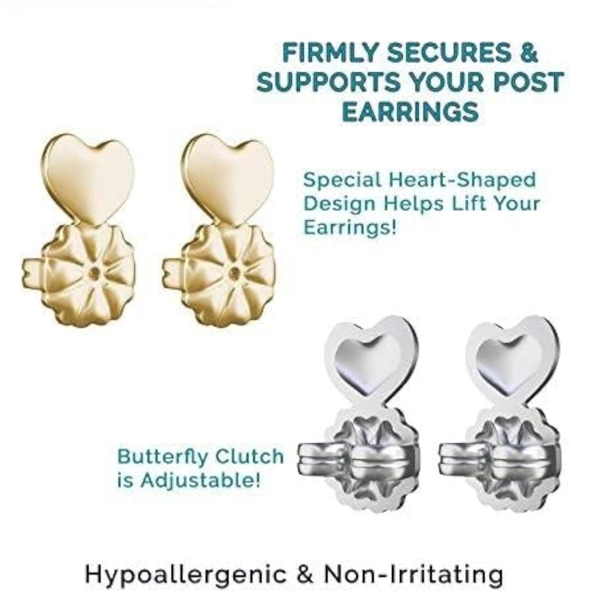 Earring Lifters Earbacks for Earlobe Support, Plated