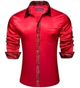 Barry.Wang Mens Novelty Shirts Long Sleeve Formal Dress Shirt Collar Cuff Contrast Casual Button ...