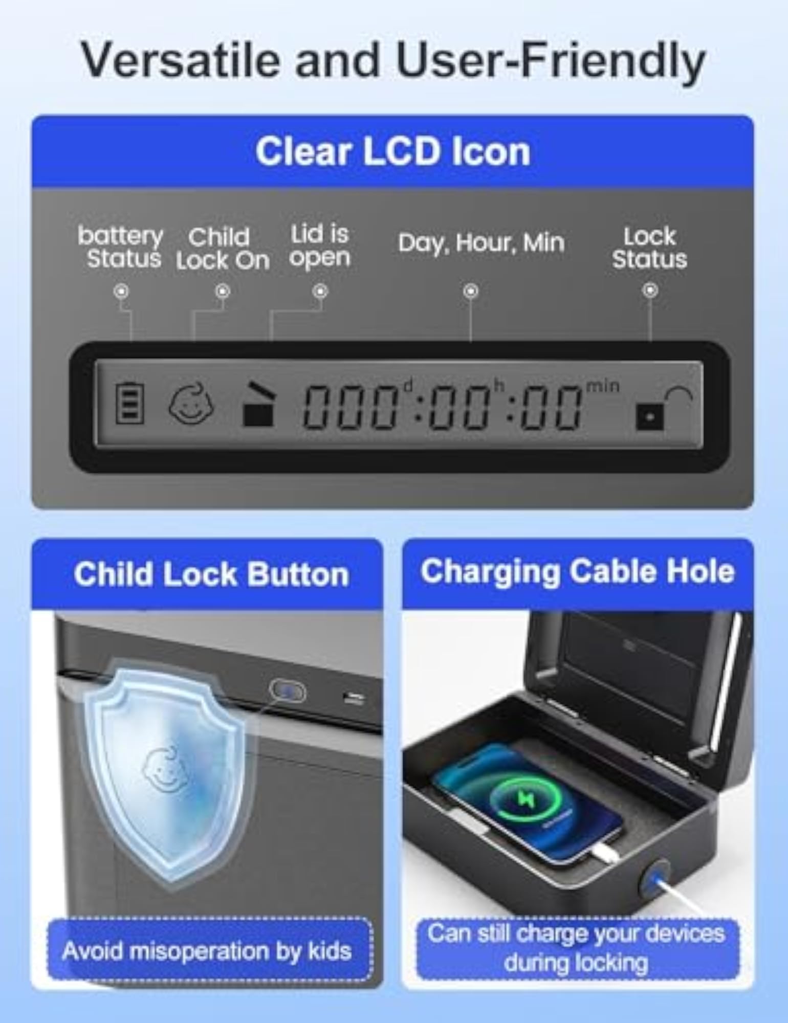 Metal Time Lock Box with Timer, Emergency Unlock