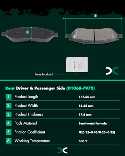Image of SCITOO D1069 D1068 Front and Rear Semi-Metal Disc Brake Pad Set 8PCS w /Hardware Fit For Ford For F-250 Super Duty 2005-2007,For F-350 Super Duty 2005-2007