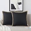 Nordecohomesetof2farmhousethrowpillowcoversburlaplinentrimmedtailorededgesdecorativecushioncoversforbedhomedecoration18x18black  Urban Country Home Decor Nordeco home set of 2 farmhouse throw pillow covers burlap linen trimmed tailored edges decorative cushion covers for bed home decoration 18 x 18 black  urban country home decor