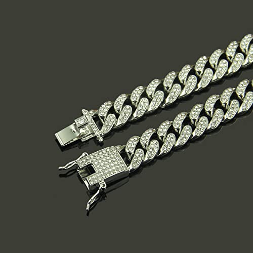 Image of Cuban Link Anklets for Women Plus Size Large Ankle Bracelets Gold Silver Rhinestone Diamond Bling Anklets Women 9 10 inch