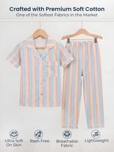 Image of POLKA TOTS 100% Pure Cotton Half Sleeve Night Suit for Kids, Girls & Boys | Cotton Pyjama Set | Unisex Night Dress for Children | Night Suit for Girls |Sleepwear for Kids | Winter Night Dress for Boys