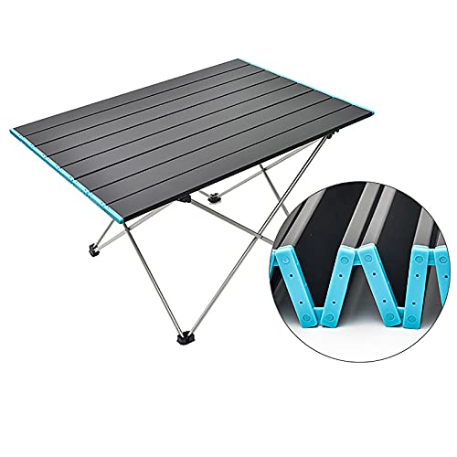 Table pliante de camping bleue robuste et stable pour extérieur - 8
