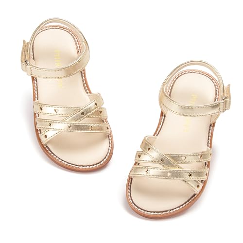 Image of PHIRAMIN Toddler Girl Sandals - Flower Girl Dress Shoes Open Toe Little Kid Flats