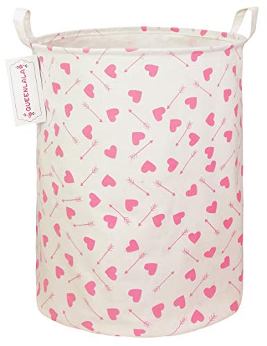 Queenlala Large Storage Basket,Laundry Hamper/Bathroom/Home Decor/Collapsible Round Storage Bin,Boys And Girls Hamper/Boxes/Clothing(Heart Arrow) #TOP5