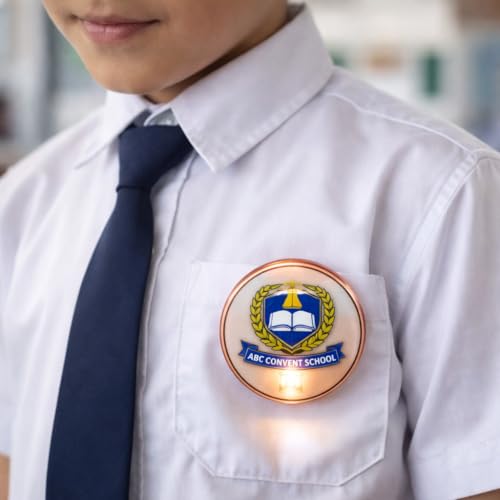 Image of Rangoli Personalized LED Badge Magnet 48 mm Round Custom Photo Logo Badge with Light Safety Pin & Magnet Sublimation Printed ID Badge. D-14