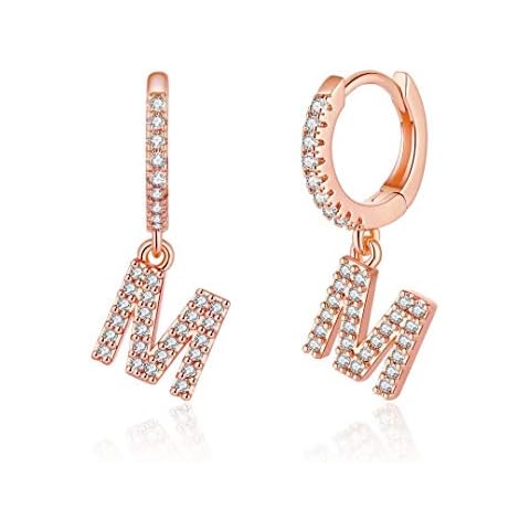 M MOOHAM Rose Gold Initial Earrings Cover