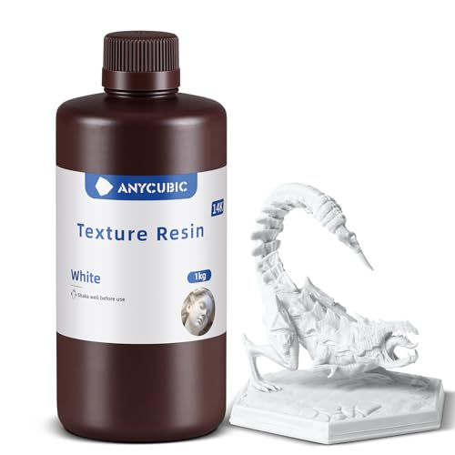 ANYCUBIC Texture Resin, 14K 3D Printer Resin with Matte Finish, Upgraded Toughness and Smooth Texture UV-Curing Resin Widely Used for LCD/DLP/SLA 3D Printing(White, 1kg) White 1000g