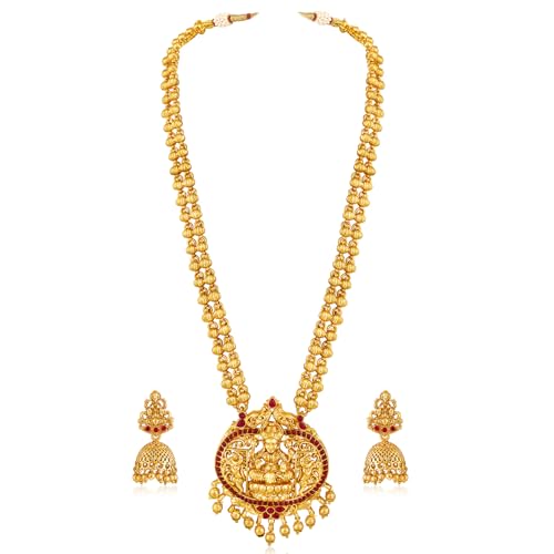 Image of Peora Gold Plated Bridal Jewellery Set with Kamarband Gift for Women Indian Traditional Ethnic Wedding