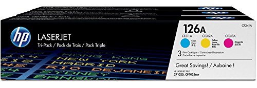 HP 126A Tri-pack - 3-pack - yellow, cyan, magenta - original - LaserJet - toner cartridge ( CF341A )
