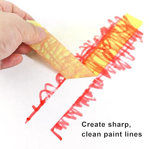 Image of 4 Pack Yellow Painters Tape - Masking Tape 0.25 inch, 0.50 inch, 0.75 inch, 1 inch Wide - Multi-Surface, Smart Adhesion, Multi-Size Pack - 360FT Total - Paint Tape for DIY, Labeling, Art, Car (#3910)