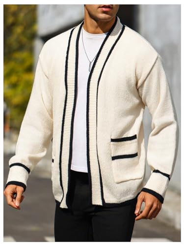 Floerns Men's Long Sleeve Cardigan Sweaters Vintage Open Front Knitted Sweaters4