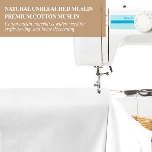 Image of 100% Cotton Muslin Fabric, 63 Inch X 10 Yards White Fabric by The Yard