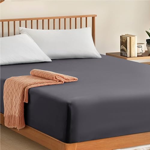 My Home Store Drap-housse 100 % coton égyptien 300 fils de qualité hôtelière 30 cm (anthracite, king size)