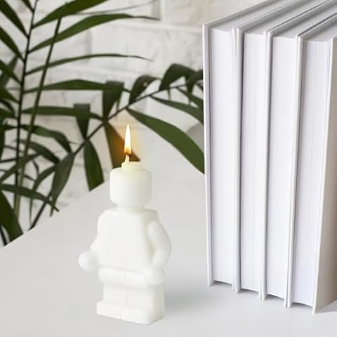 6sisc Robot Figure White Scented Candle Children's Birthday Party Gift Home Aesthetic Decor Pine Fragrance Aromatherapy Natural Soy Wax Candles Desk Art Decoration for Boy Room Bedroom Bathroom Cover