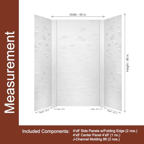 From Plain To Beautiful In Hours 133-VERSA-KIT Versa Tile Tub and Shower Wall Panels Surround, Gloss White, 96 Square Feet - Thumbnail 4