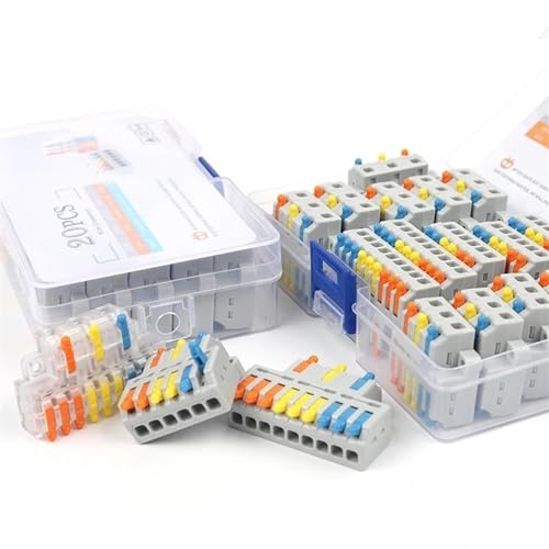 Small Quick Cable HomeTerminal Block 3 in 6/9 Out Mini Wiring Connector Universal Compact Wire Connector Splitter 28-12AWG(D3-9 GR 14PCS)