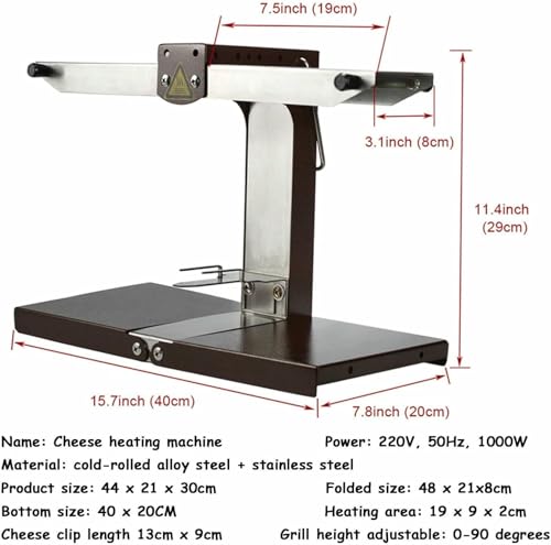 Machine fromage raclette à chauffage rapide et angle réglable