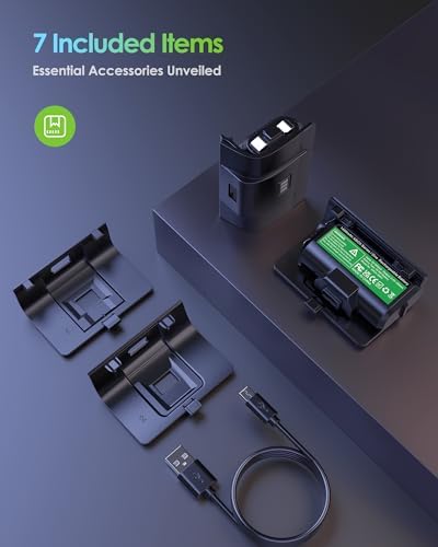 6amLifestyle Rechargeable Xbox Controller Battery Pack, Play and Charge Kit Compatible with Xbox Series X|S, Xbox One S X Elite Controllers,2 Pack NiMH Batteries with 4 Covers & Micro USB Cable, Black — 사진 6