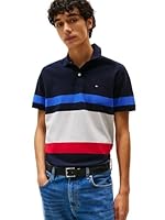 Tommy Hilfiger Men's Regular Fit Colourblocked Stripe Polo, Desert Sky, XX-Large