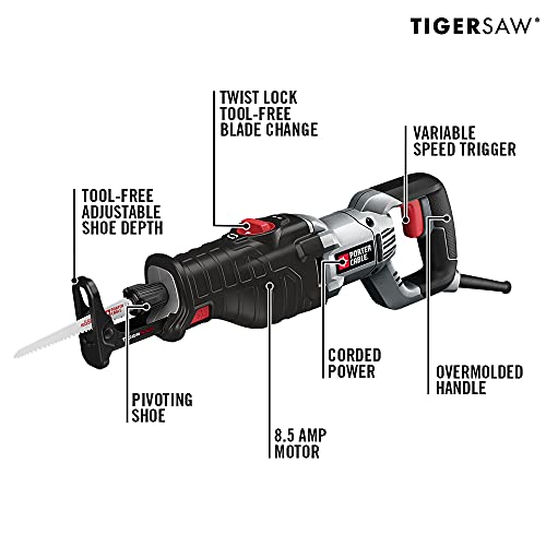 Porter-Cable Reciprocating Saw, 8.5-Amp, Variable Speed Trigger With Orbital Action, Corded (Pc85Trsok) #TOP1