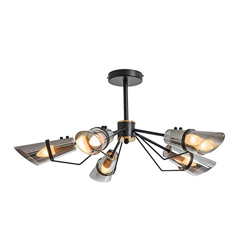 Pendentif industriel en fer pour cuisine et salon moderne au style milieu du siècle ambre