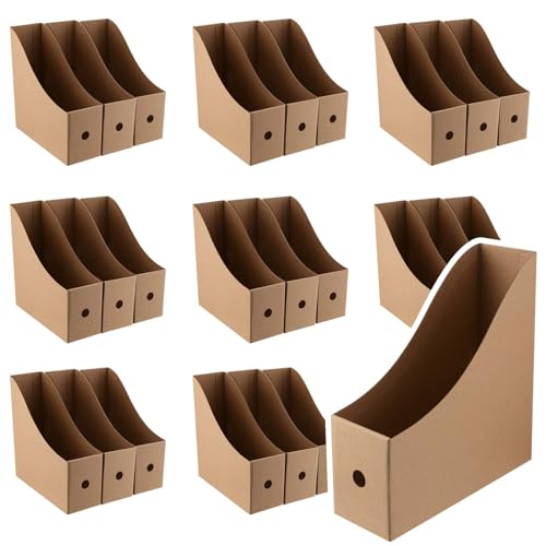 SENJEOK 24 PCS Cardboard Magazine Holder, A4 Magazine File Holder with Labels, Cardboard Document Holder for Office Dormitory Home