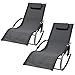 ML-Design Lezak bujany zestaw 2 sztuk Antracyt Steelowy lezak bujany z poduszka i kieszenia boczna Odporny na warunki atmosferyczne 150kg Lezak ogrodowy Hustawka Lezak ogrodowy Lezak relaksacyjny