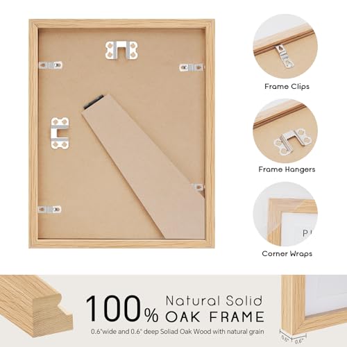 6x8 Oak Wood Picture Frame - Minimalist 6x8 Picture Frame, 6"x8" Frame Wood, Natural Solid Wooden Picture Frames for Wall Art Photo and Prints(3 Pack, Beige)