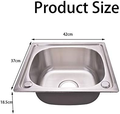 Trintion Kitchen Sink 42x37x18CM Single Bowl Sink Inset Steel Stainless Hand Drainer with Drain Fittings and Overflow for Utility Rooms Kitchens Bars Pubs