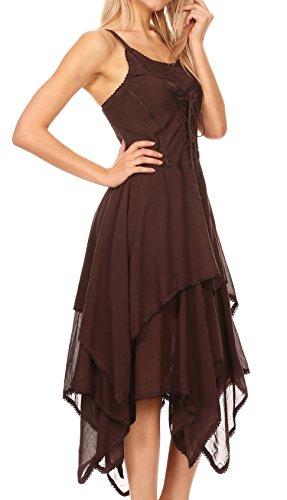 Image of Sakkas Lady Mary Jacquard Corset Style Bodice Lightweight Handkerchief Hem Dress