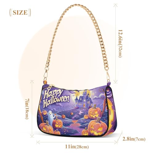 Happy Halloween Shoulder Bag for Women, Handbag with Chain Strap, Soft Purse Tote Bag for Ladies2